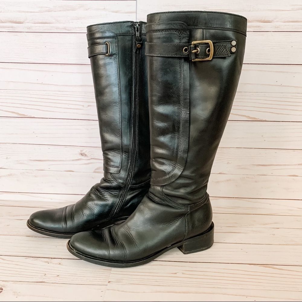 Maxmara Leather Tall Black Riding Boots Size 8